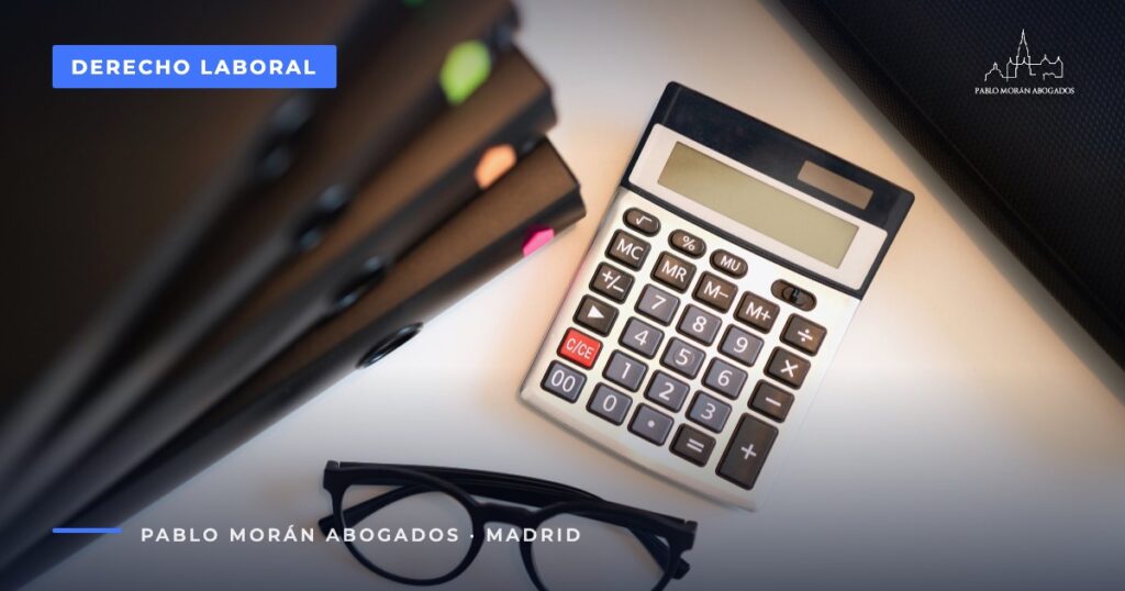 Carpetas negras, calculadora y gafas sobre un escritorio blanco: extinción del contrato por impago de salarios (artículo 50 ET), abogado laboral en Madrid